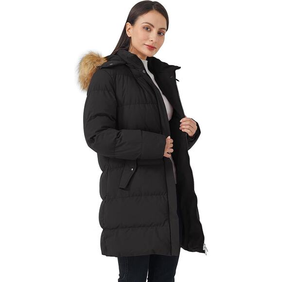 NWT WenVen Women's Bulky Winter Thicken Jacket with Fur Trim Hood,Black-Size M - Picture 6 of 6
